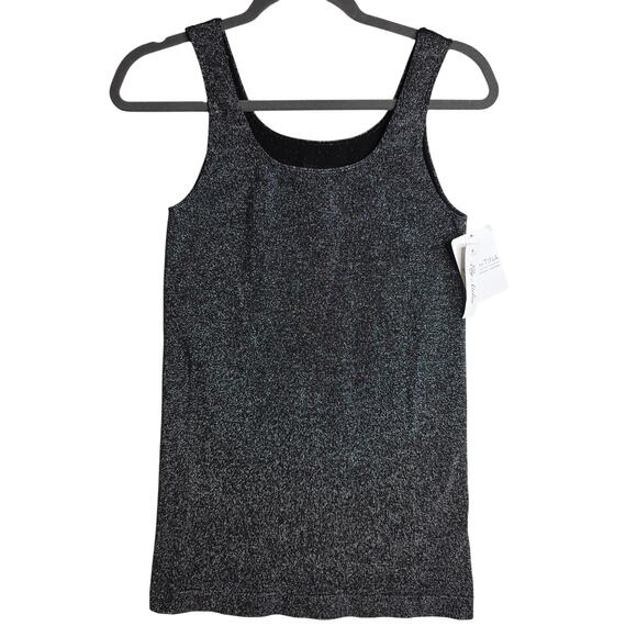 Tees by Tina NWT Silver sparkling O/S top Stretchy Scoop Neck Tanktop Sexy Glam - Picture 1 of 10